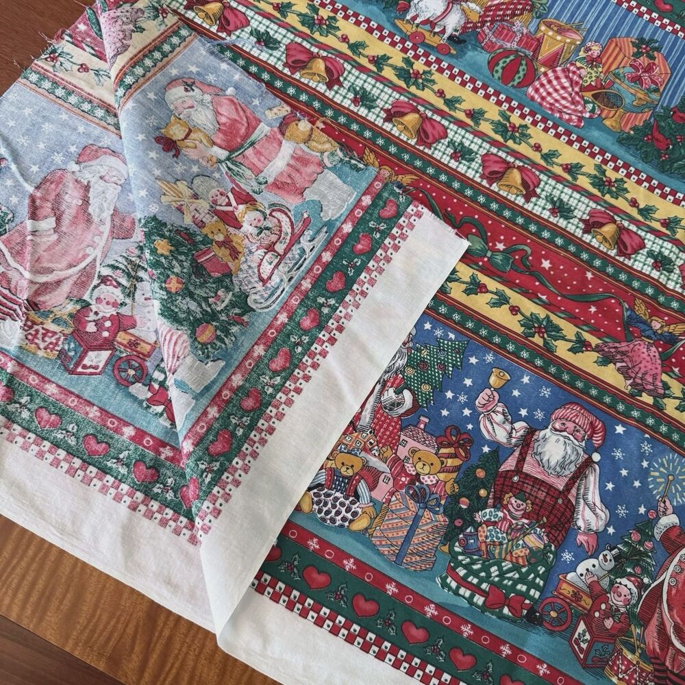 Concord Sharon Kessler Fabric Christmas Morning Santa's Gifts Toys Vtg 34" x 45" - Picture 6 of 6